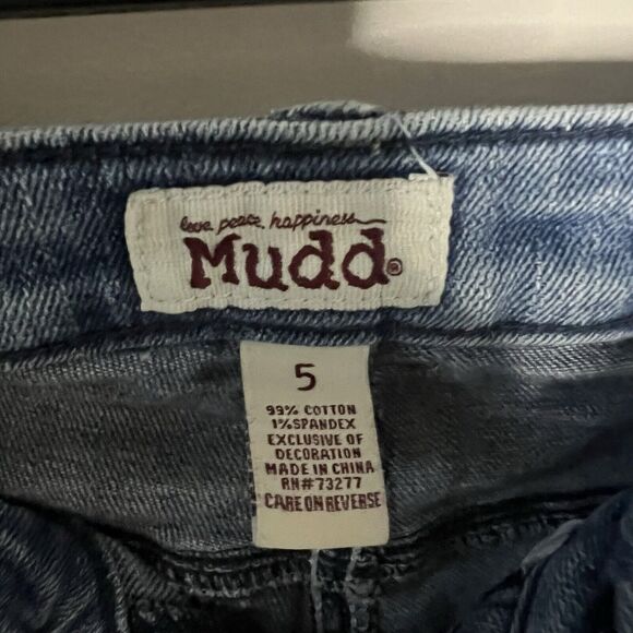 Y2K Mudd Denim Stitched On Belt Distressed Skinny Jeans Size 5 Button Fly - Picture 4 of 6